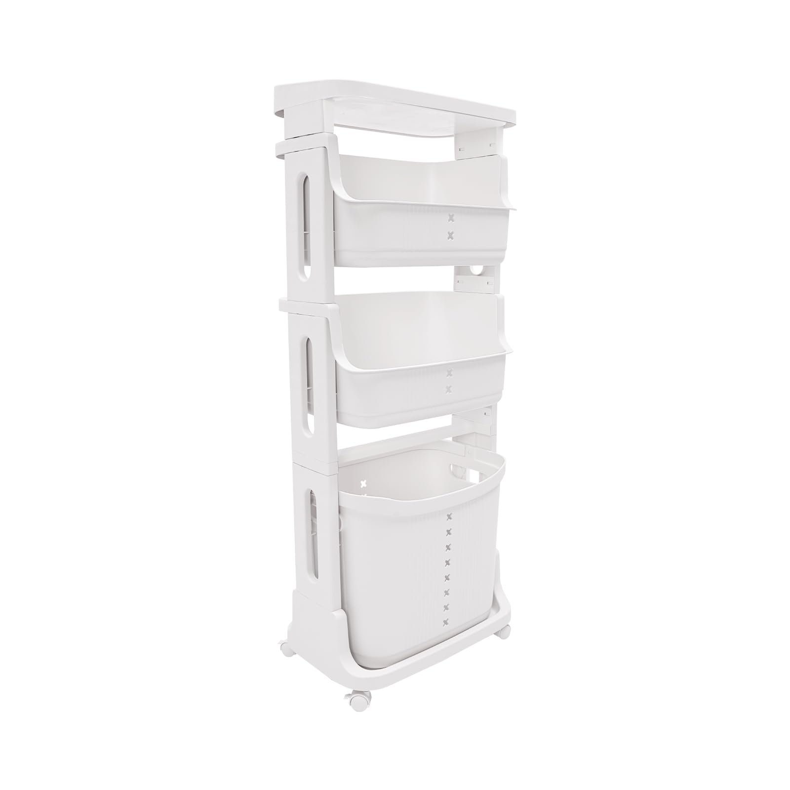 Panier à linge moderne gris chic 3 niveaux chariot haut de gamme de salle de bain à roues
