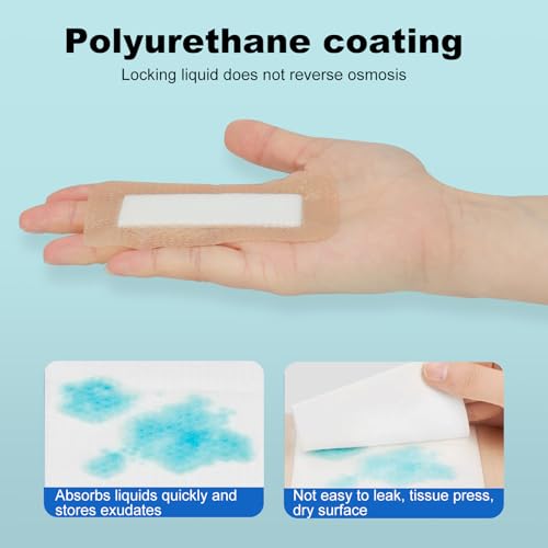 Silicone Foam Dressing 2x4 Gentle Border, Super Absorbent Wound Dressing, Bed Sore Patches, Waterproof Silicone Bandages for Wounds Care, Self Adhesive Pressure Sore Pads (30)