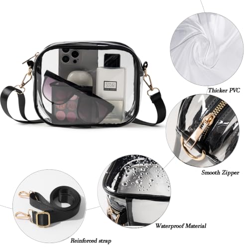 Image of TOBVZOO Clear Bag Stadium Approved, Crossbody Transparent Bag for Concerts Sports Events, Purses for Men & Women