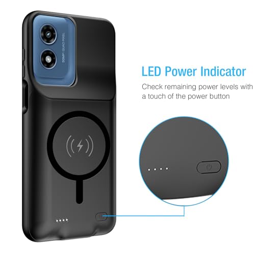 Image of Battery Case for Moto G Play 2024 , Upgraded 10000mAh Portable Protective Wireless Charging Case Compatible with Moto G Play 2024 (6.5 inch) Rechargeable Extended Battery Pack Charger Case (Black)