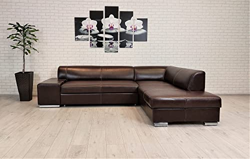 Quattro Meble Ecksofa London II 275 x 200 Dunkelbraunes Echtleder...