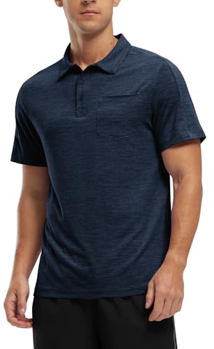 Image of Rdruko Men's Polo Shirts Short Sleeve Quick Dry Outdoor Golf Sports Shirts with Pocket