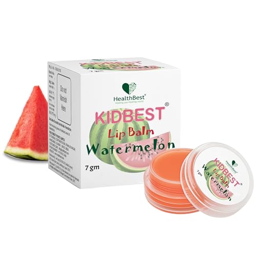 HealthBest Kidbest Lip Balm for Kids, Extra Nourishing, Soothing Lips, Tear, Paraben, SLS free, Watermelon Flavor, 7gm, Peach