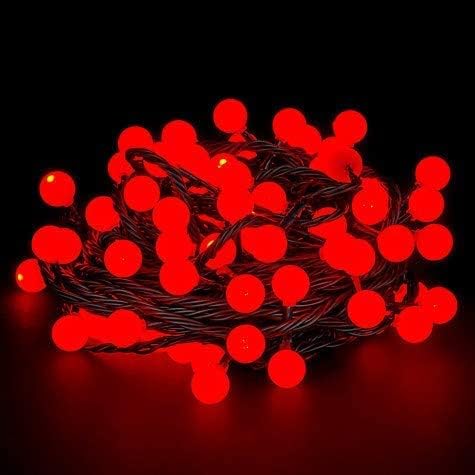 JnDee Battery Powered Holly Berry Ball Fairy Lights 10M 100 LED RED Colour with 6 Hour Timer Functions for Both Indoor and Outdoor Christmas Tree Wedding Parties Decoration