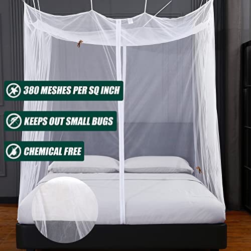 Mengersi Mosquito Net For Bed Canopy With Zipper,Canopy Bed Curtains Single Full,Queen King Size Bed,Mosquito Netting For Patio,Camping,Bug Net For Camping,White #TOP4