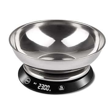 Girmi PS84 Bilancia da Cucina, Capacità ciotola 1 Litro, 1 gr/ 5 Kg, Display Alta Luminosità, Ciotola e piatto Inox, Austopegnimento, Funzione Tara, Nero