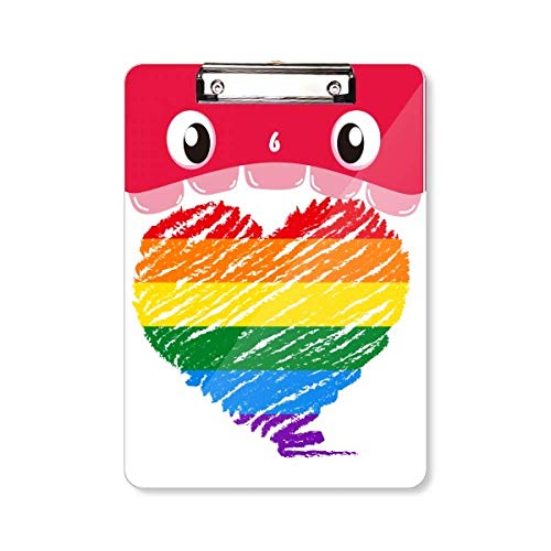 Porte-bloc LGBT A4 avec pince métal et motif cœur gay lesbian