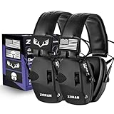 ZOHAN Electronic Shooting Earmuffs with Patches, 2Pack Hearing Protection for Shooters, NRR 23dB Noise Reduction, Gun Range Ear Protection Headphones(Black+Black)