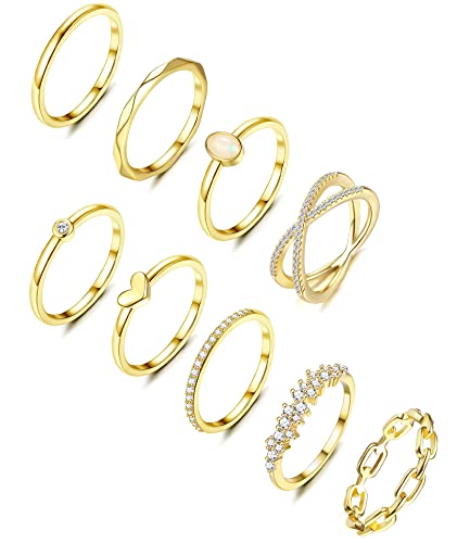 12-teiliges Ring-Set Für Damen - Verstellbare Gold-Ringe Zum Stapeln