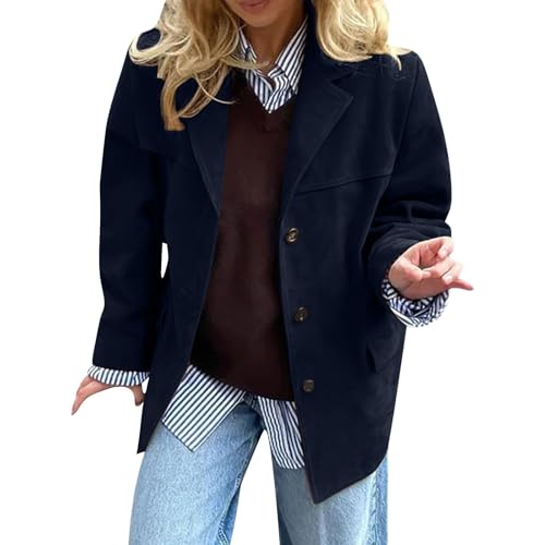 Suede Jacket Women Faux Leather Fall Winter 2024 Trendy Oversized Blazer Jacket Casual Outerwear