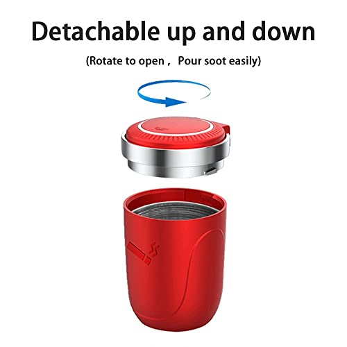 Balume Car Ashtray, Easy Clean Up Detachable Stainless Car Ashtray With Lid Blue Led Light For Most Car Cup Holder (Red) #TOP5