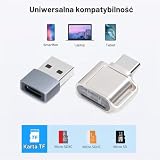 Czytnik kart TF, czytnik kart Micro SD, adapter kart pamięci TF typu C z adapterem USB C na USB kompatybilny z laptopem, MacBookiem, Samsung Galaxy (srebrny)