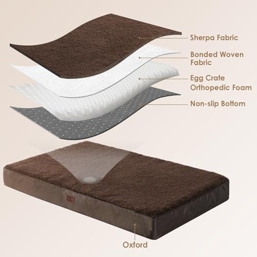 Image of EHEYCIGA Orthopedic Dog Bed Large with Removable Washable Cover, 36IN Brown