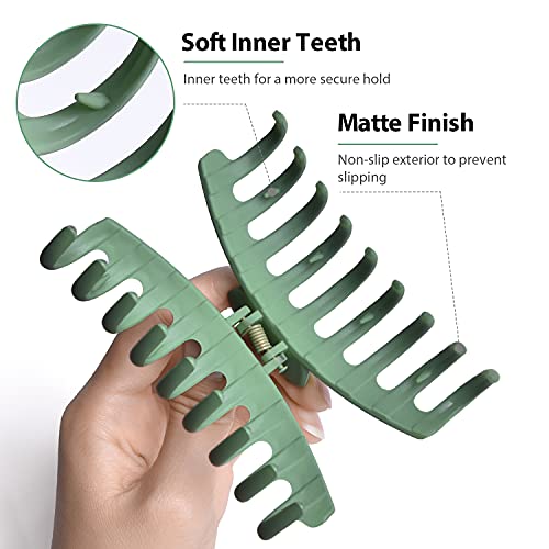 Bealee Hair Claw Clips for Women Girls, Nonslip Matte Big Hairclips for Thick Long Hair, 4.35 Inch Large Banana Jaw Clip Hair Accessories, Strong Hold Hair Clamps, 6 Colors Available (6 Packs)