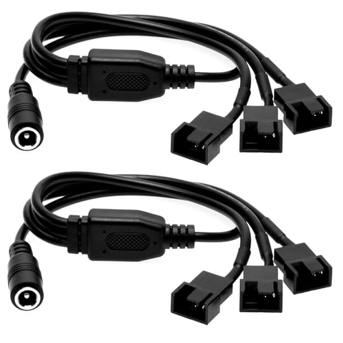 Gebildet Câble adaptateur d'alimentation pour ventilateur PC à 3 broches et 4 broches 2PCS DC Power Plug vers 3 voies 3 broches et 4 broches, câble DC5521 vers 3 broches/4 broches