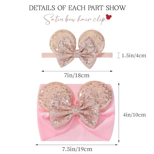 choicbaby Baby Girl Headbands Mouse Ears Headwrap with Sequin Polka Dot Bow Soft Stretchy Nylon Hair Bands for Newborn Infant Baby Toddler Girls- Pack of 22