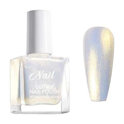 Schnelltrocknend Schimmer Nagellack - Wasserbasierte Gesund Nagellack Blau Aurora Farben - Chamäleon Nagelkunst Holographischer Nail Polish - Langanhaltender Shine Nail Art Polish(Blau, 10ML)