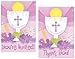 First Communion Invitation and Thank You Cards Combo 20 Piece Pack Pink