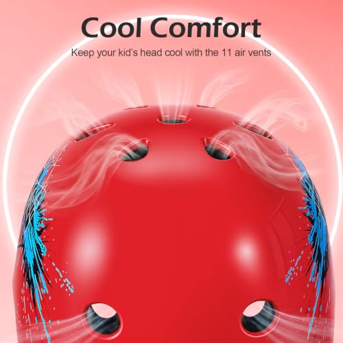 Odoland Kid's Bike Helmet Adjustable Fits 48-54cm for Boy & Girl Age 3-8