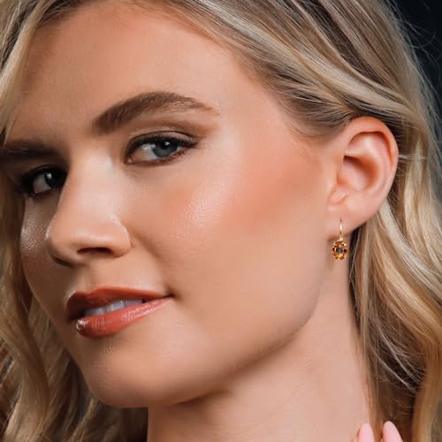 Gem Stone King 18K Yellow Gold Plated Silver Gemstone Birthstone Leverback Drop Dangle Earrings for Women | Oval 8X6MM | Fine Jewelry for Her Mom Wife4