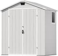 Patiowell 6X4 FT Plastic Outdoor Storage Shed with Floor, Resin Tool Sheds with Lockable Door and Window, Weather-Resistant Garden Shed, Easy Assembly for Backyard, Patio, Light Grey