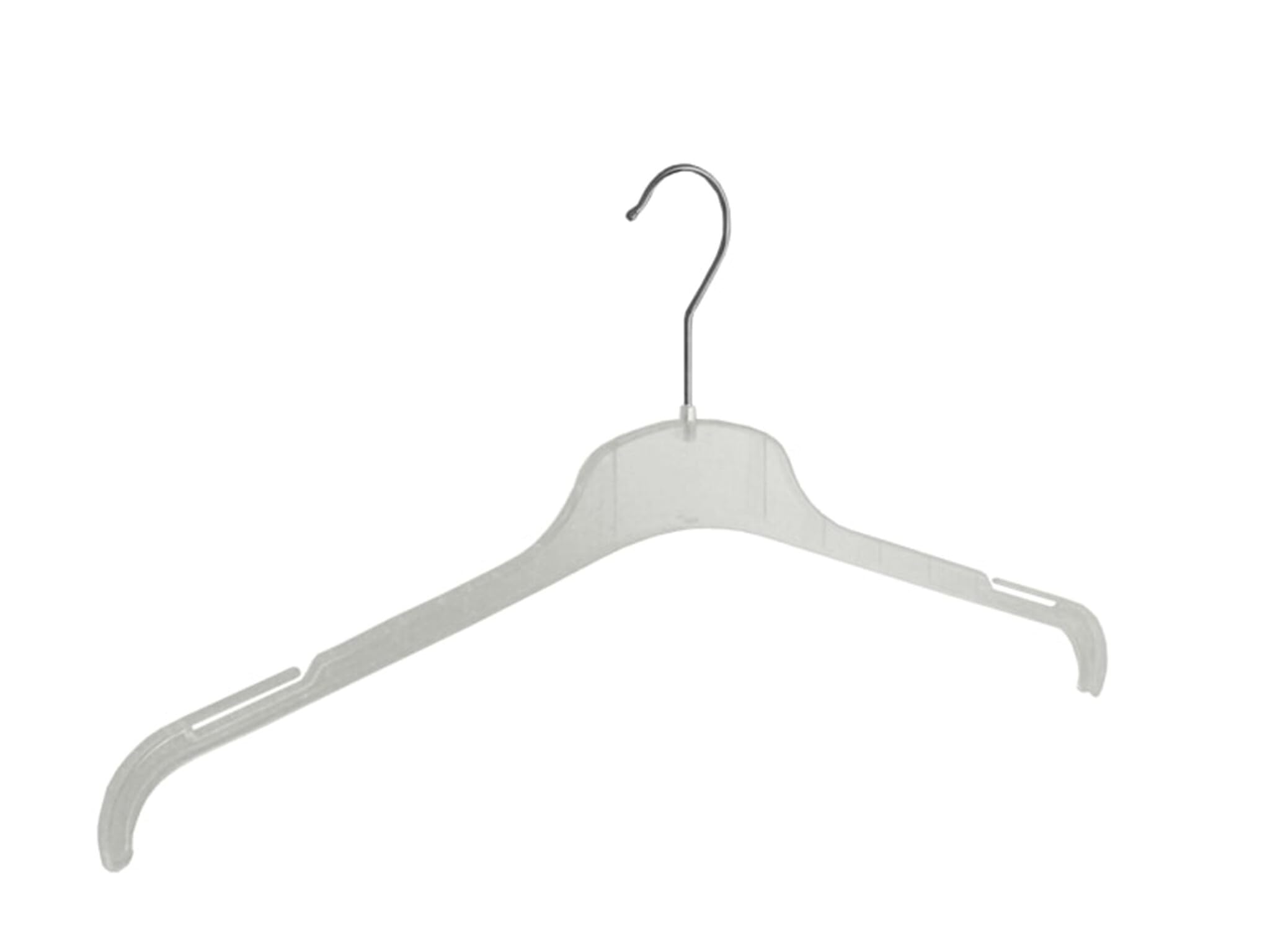 Kleiderbügel, Hemdenbügel, Blusenbügel, 30er Set, Kunststoff, Transparent, Rockkerben, Bluse, Shirt, Hemd, Jacke, Rock, 360° Drehbarer Haken, 47 cm (F01/47_02/30)