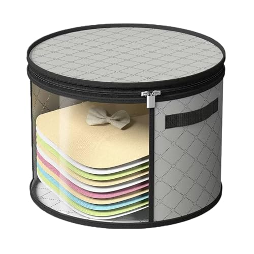 STARGAZ Hat Organizer, Oversized Clear Hat Storage Bag for Women, Wide Brim Cowboy Hat Storage Box, Hat Travel Case With Carrying Handles, Clothes Closet Storage Foldable (Pure Gray 1 Pack)