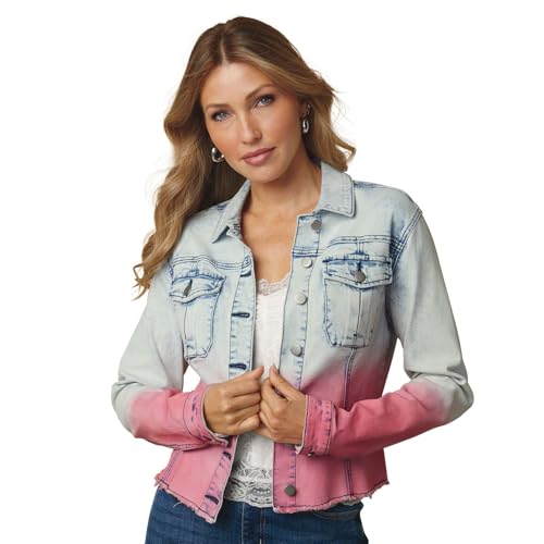 Masseys Acid Wash Jean Jacket, M, Pink Acid Wash