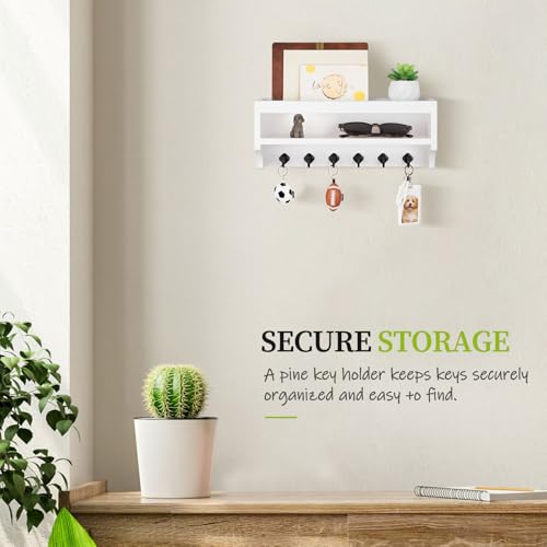 Nekon Key Holder Wall Mount, Pine Wooden Mail Organizer, White by Nekon - Used condition - Image 4