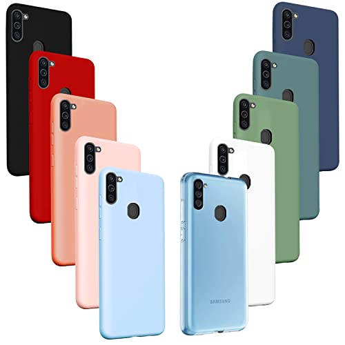 Jilicsan 10X Fundas para Samsung Galaxy M11/A11,Carcasa Silicona de Color Sólido Anticaída Cover