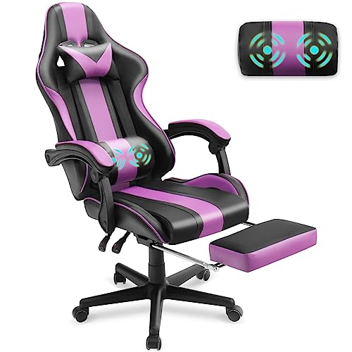 Ferghana Purple Gaming Chairs with Footrest for Adult, Teens, Ergonomic Gamer Chair,Office Computer Gaming Chairs,E-Sports Racing Game Chair with Lumbar Pillow and Headrest
