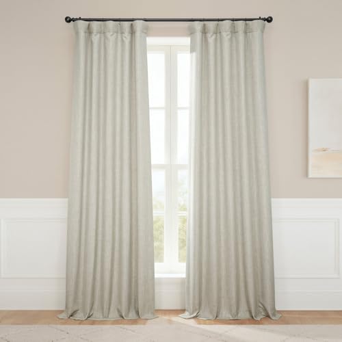 HPD Half Price Drapes - Faux Linen Curtains for Living Room (1 Panel) - 50W X 84L - Textured Room Darkening Curtains for Bedroom 84 Inches Long - Drapes for Home Decor, Oatmeal