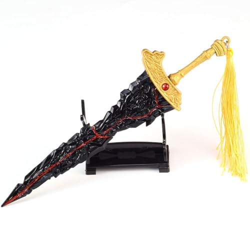 Elden Ring Espada Maliketh de metal minuciosamente detallada con peana de exposición
