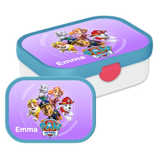 Mepal Paw Patrol Personalisierte Brotdose mit Namen - Bento Lunchbox für Kinder - Geeignet für bis zu 4 Butterbrote - BPA-frei & Spülmaschinenfest - 750 ml - Lila