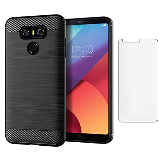 Asuwish Compatible with LG G6 Case and Tempered Glass Screen Protector Cover Cell Accessories Silicone Protective Phone Cases for LGG6 ThinQ LG6 Thin Q G 6 Plus G6+ 6G VS988 H872 Carbon Fiber Black