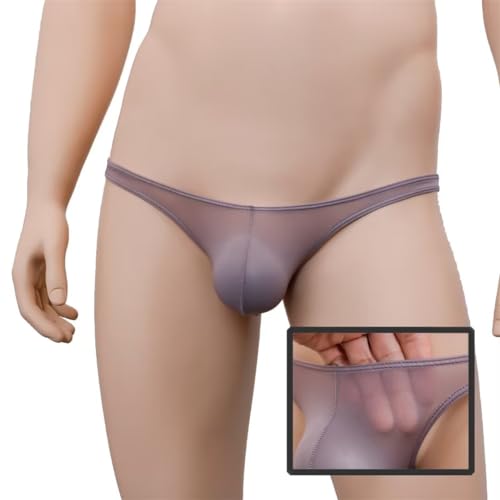 Faringoto Tangas confortáveis para homem, roupa interior de seda respirável, sem costuras, costas em T, Café, XL