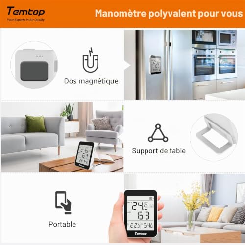 Temtop Moniteur de Qualité de l'air PM2,5 Thermomètre Hygromètre Numérique Intérieur pour Maison Bureau Moniteur d'humidité Appareil Mesure PM2,5 pour Chambre Salon – vue 5