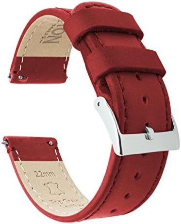 BARTON Quick Release Top Grain Leather Watch Band Strap – Choice of Colour & Width – 16mm, 18mm, 19mm, 20mm, 21mm, 22mm, 23mm or 24mm – Crimson 21mm