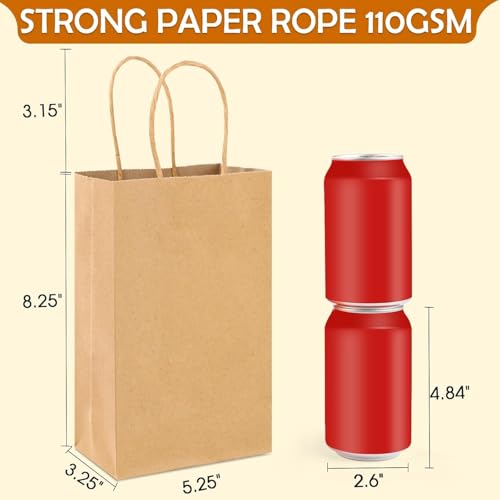 Image of XPCARE Brown Paper Bags with Handles, 32Pcs 5.25x3.25x8.25'' Kraft Bags