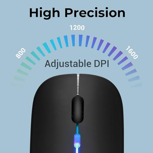 ZEBRONICS Blanc Slim Wireless Mouse with Rechargeable Battery, BT + 2.4GHz, 4 Buttons, 800/1200/1600 DPI, Silent Operation, Multicolor LED Lights (Image - 3)