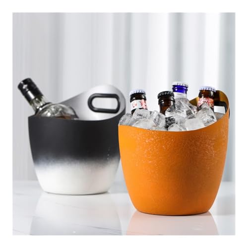 Cubo de hielo curvo que evita condensación, enfriador de champán en acero negro 5