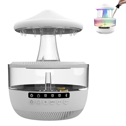 QHUDLV 4-in-1 Rain Cloud Humidifier, Compact White