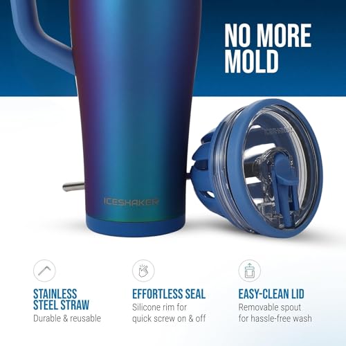 Image of Ice Shaker 40 oz Tumbler with Handle and Straw | 40oz Wisteria | Cold for 30+ Hours | 2-in-1 Tumbler Shaker Bottle | Odor-Free 40 ounce Bottle for Water, Protein Shakes, Smoothies, Cocktails