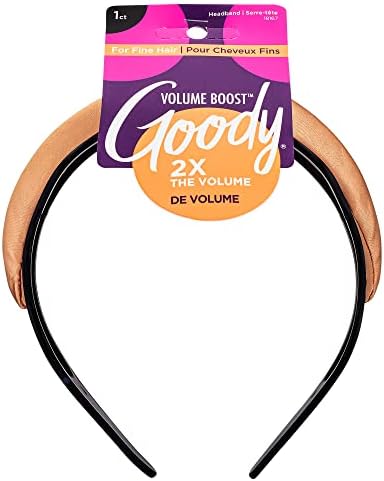 Goody Volume Boost Headband for Fine Hair - 1 Count, Brunette - Ouchless Pain-Free Hair Accessories for Women, Men, Boys, & Girls - Perfect for Long Lasting Braids, Ponytails & More