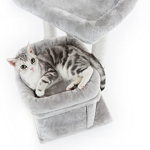Pesofer Cat Tree, Small Cat Tower With Dangling Ball And Perch Light Gray #TOP3