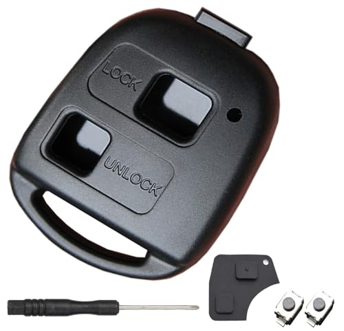 HooRLZ Coque Clé Toyota, Compatible pour Yaris Corolla Avensis RAV4 Celica Camry Echo Prado, Boitier Clé Rav4, TéLéCommande Yaris, Clef Toyota - 2 Boutons