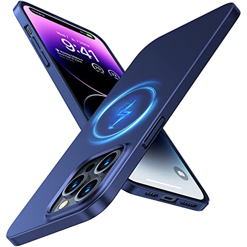 TORRAS Magnetic Slim-Fit for iPhone 14 Pro Max Phone Case, Ultra-Thin 14 Pro Max Case [Compatible with MagSafe], Matte Hard PC Cover Protective Anti-Fingerprint Anti-Scratch Phone Case 2022, Blue