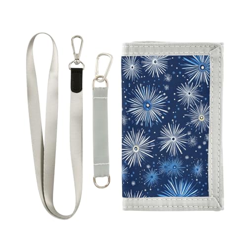 ALAZA Kids Wallets for Boys Girls Toddler Trifold Wallet Children Small Fireworks Blue with Zipper Coin Pocket