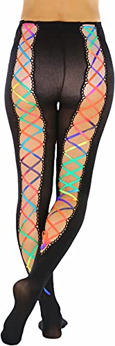 ToBeInStyle Women's Opaque Thigh Highs Stockings With Lace Up Backseam - Come Unlaced4