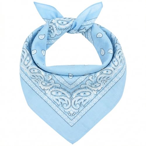 AURAE Light Blue Bandana 100% Cotton & Natural Fibers Light Blue Bandana Scarf with No Polyester Soft Durable & Machine Washable For Men & Women Unisex & Kids